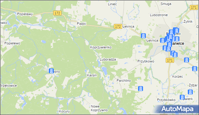 mapa Luboradza, Luboradza na mapie Targeo