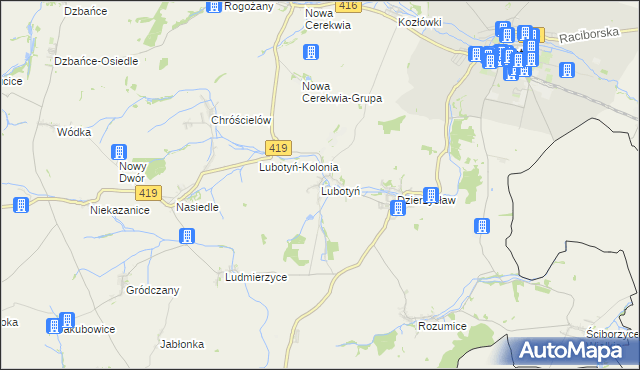 mapa Lubotyń gmina Kietrz, Lubotyń gmina Kietrz na mapie Targeo