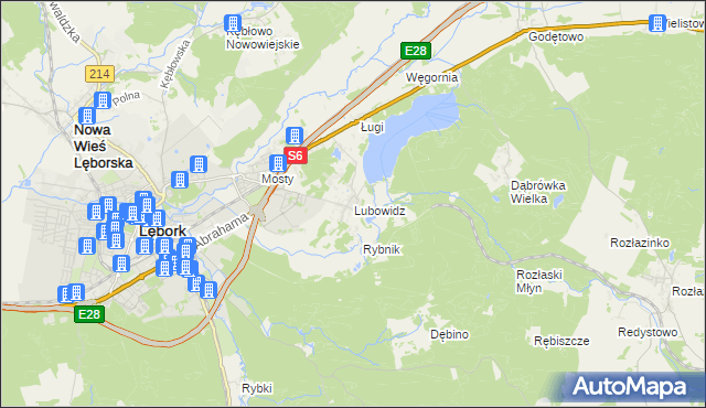 mapa Lubowidz gmina Nowa Wieś Lęborska, Lubowidz gmina Nowa Wieś Lęborska na mapie Targeo