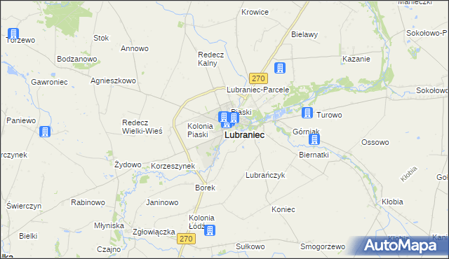 mapa Lubraniec, Lubraniec na mapie Targeo