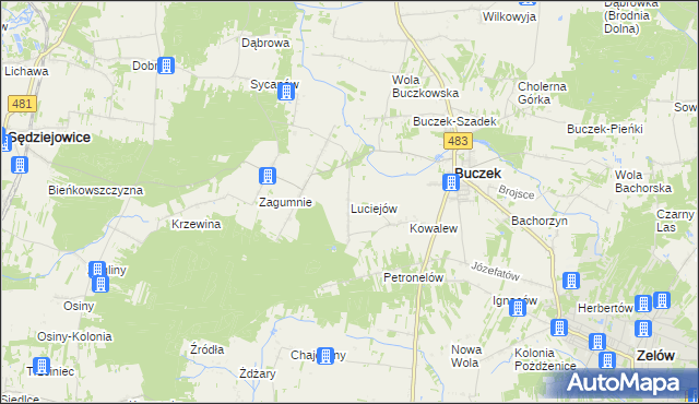 mapa Luciejów, Luciejów na mapie Targeo