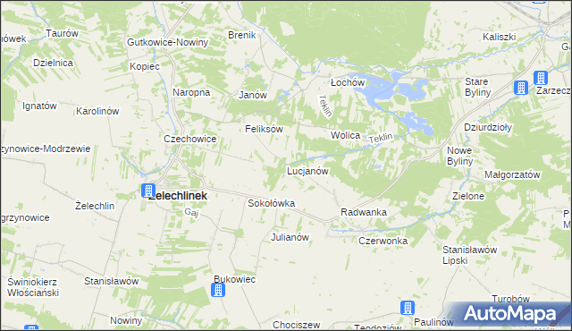 mapa Lucjanów gmina Żelechlinek, Lucjanów gmina Żelechlinek na mapie Targeo