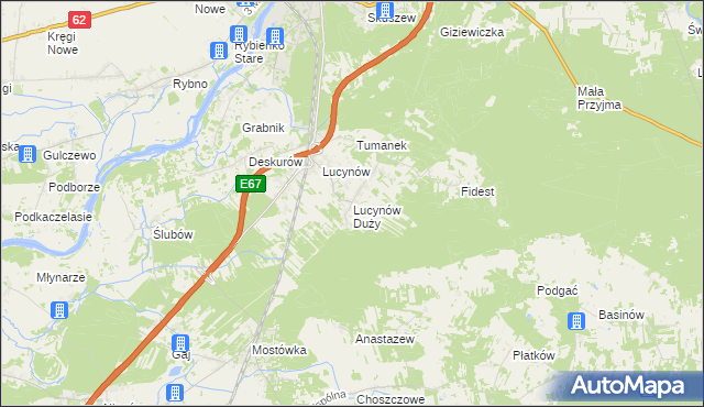 mapa Lucynów Duży, Lucynów Duży na mapie Targeo