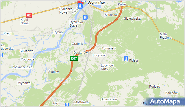 mapa Lucynów gmina Wyszków, Lucynów gmina Wyszków na mapie Targeo