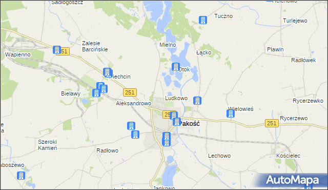 mapa Ludkowo gmina Pakość, Ludkowo gmina Pakość na mapie Targeo