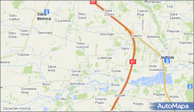 mapa Ludwików gmina Jedlińsk, Ludwików gmina Jedlińsk na mapie Targeo