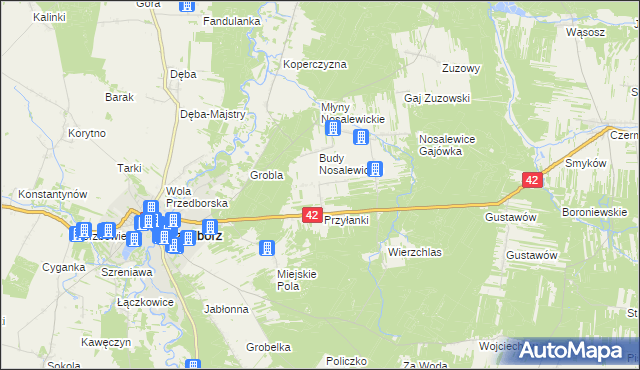 mapa Ludwików gmina Przedbórz, Ludwików gmina Przedbórz na mapie Targeo