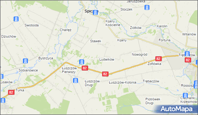 mapa Ludwików gmina Spiczyn, Ludwików gmina Spiczyn na mapie Targeo