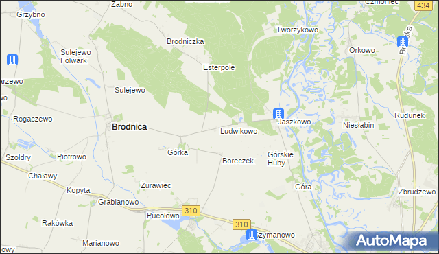 mapa Ludwikowo gmina Brodnica, Ludwikowo gmina Brodnica na mapie Targeo