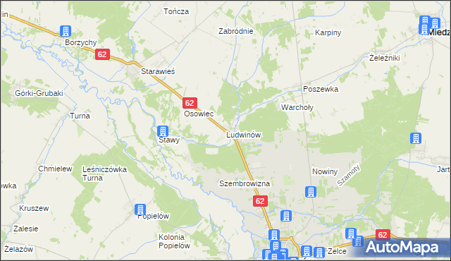 mapa Ludwinów gmina Liw, Ludwinów gmina Liw na mapie Targeo