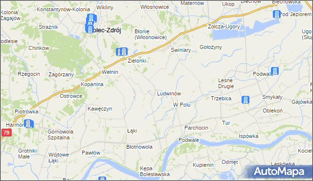 mapa Ludwinów gmina Solec-Zdrój, Ludwinów gmina Solec-Zdrój na mapie Targeo