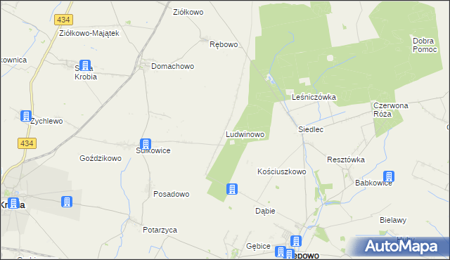 mapa Ludwinowo gmina Pępowo, Ludwinowo gmina Pępowo na mapie Targeo