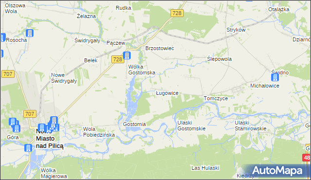 mapa Ługowice, Ługowice na mapie Targeo