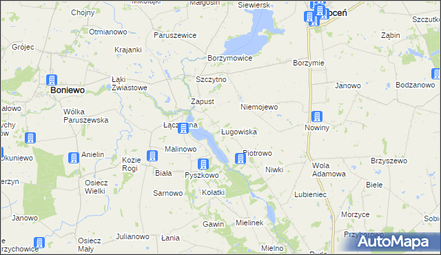mapa Ługowiska, Ługowiska na mapie Targeo
