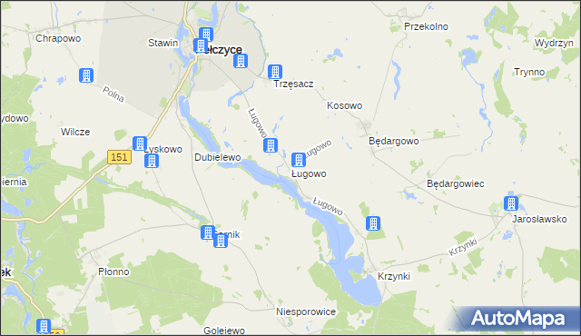 mapa Ługowo gmina Pełczyce, Ługowo gmina Pełczyce na mapie Targeo