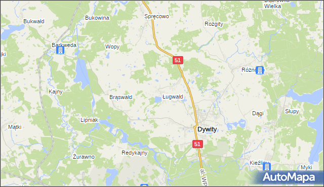 mapa Ługwałd, Ługwałd na mapie Targeo