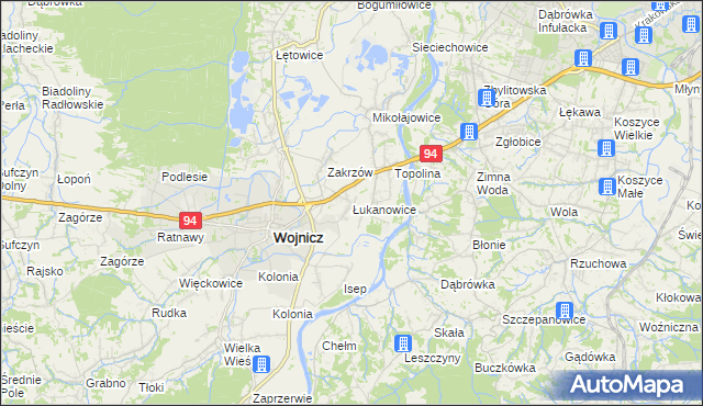 mapa Łukanowice, Łukanowice na mapie Targeo