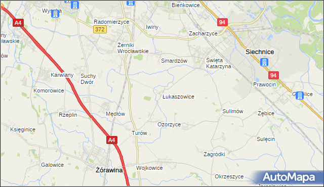 mapa Łukaszowice, Łukaszowice na mapie Targeo