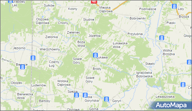 mapa Łukawa gmina Głowaczów, Łukawa gmina Głowaczów na mapie Targeo