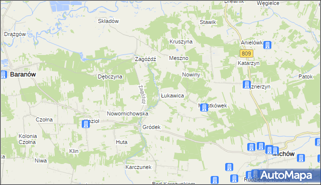 mapa Łukawica gmina Baranów, Łukawica gmina Baranów na mapie Targeo