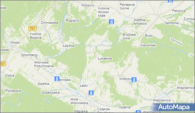 mapa Łukawica gmina Staszów, Łukawica gmina Staszów na mapie Targeo