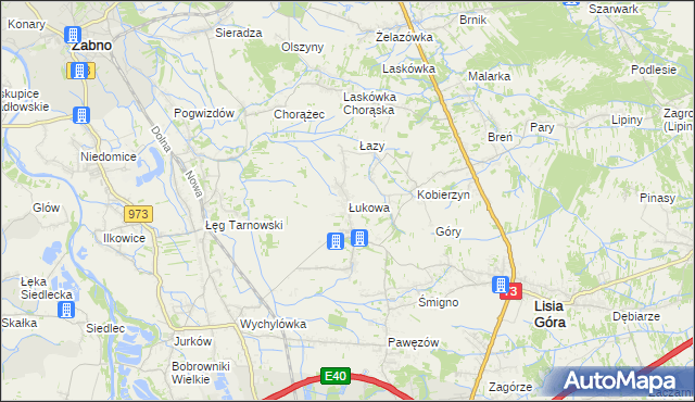 mapa Łukowa gmina Lisia Góra, Łukowa gmina Lisia Góra na mapie Targeo