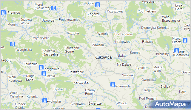 mapa Łukowica, Łukowica na mapie Targeo