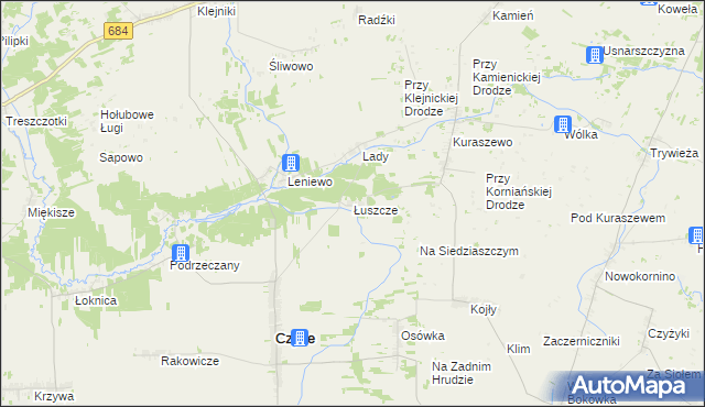 mapa Łuszcze, Łuszcze na mapie Targeo