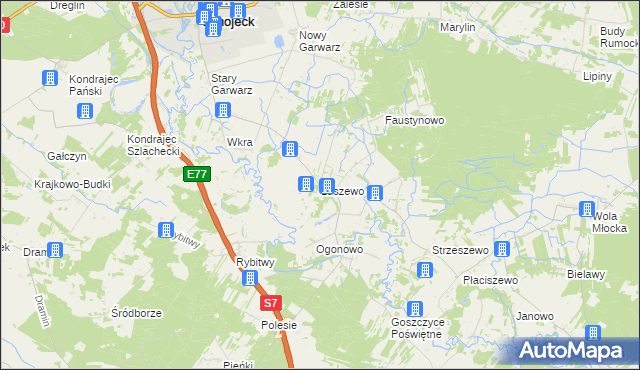 mapa Luszewo gmina Glinojeck, Luszewo gmina Glinojeck na mapie Targeo