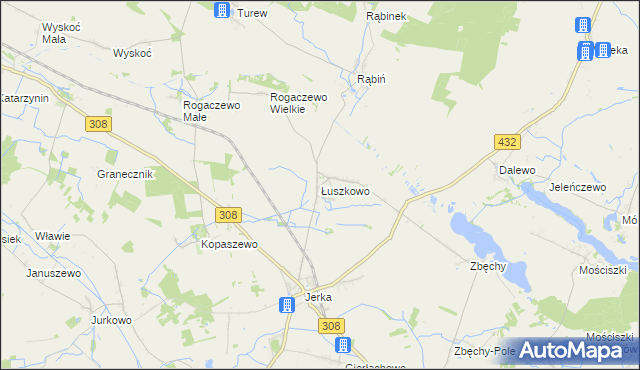 mapa Łuszkowo, Łuszkowo na mapie Targeo