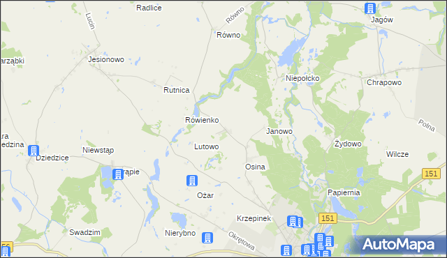 mapa Lutówko gmina Barlinek, Lutówko gmina Barlinek na mapie Targeo