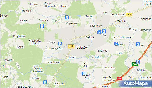mapa Lututów, Lututów na mapie Targeo