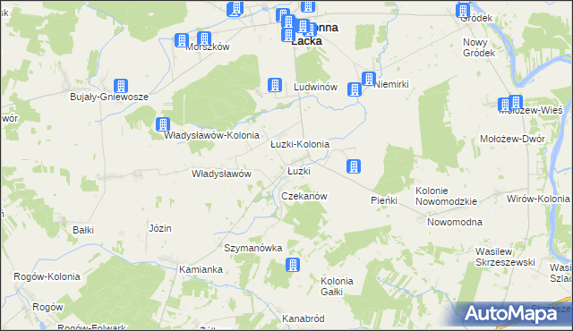 mapa Łuzki gmina Jabłonna Lacka, Łuzki gmina Jabłonna Lacka na mapie Targeo