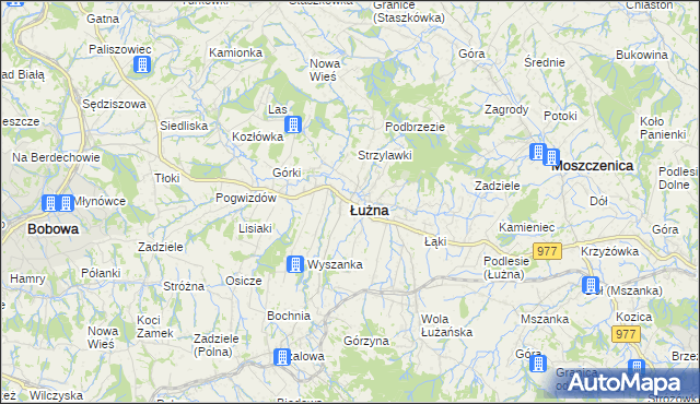 mapa Łużna, Łużna na mapie Targeo