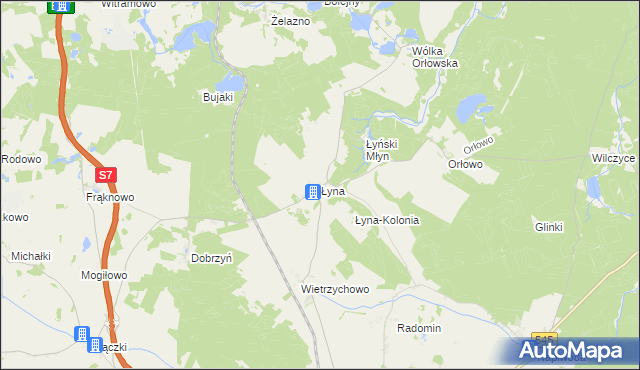 mapa Łyna, Łyna na mapie Targeo