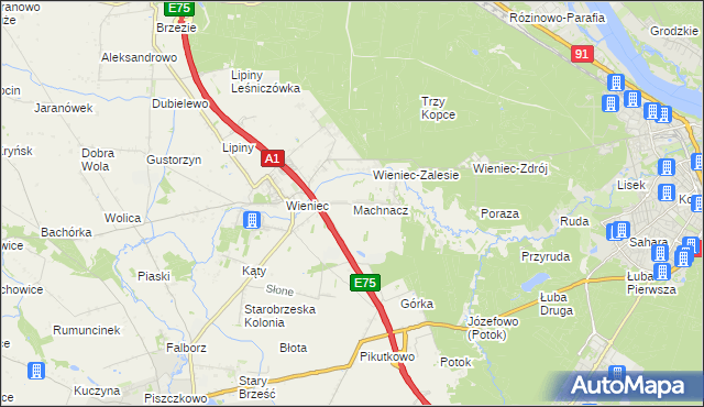 mapa Machnacz gmina Brześć Kujawski, Machnacz gmina Brześć Kujawski na mapie Targeo