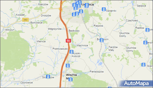 mapa Machnice, Machnice na mapie Targeo