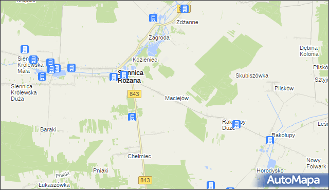 mapa Maciejów gmina Siennica Różana, Maciejów gmina Siennica Różana na mapie Targeo