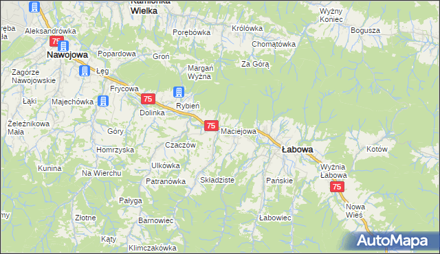 mapa Maciejowa, Maciejowa na mapie Targeo