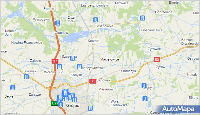 mapa Maciejowice gmina Grójec, Maciejowice gmina Grójec na mapie Targeo