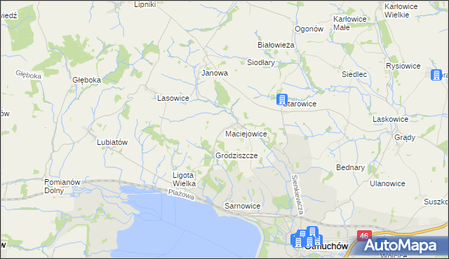 mapa Maciejowice gmina Otmuchów, Maciejowice gmina Otmuchów na mapie Targeo
