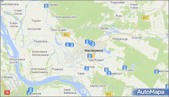 mapa Maciejowice powiat garwoliński, Maciejowice powiat garwoliński na mapie Targeo