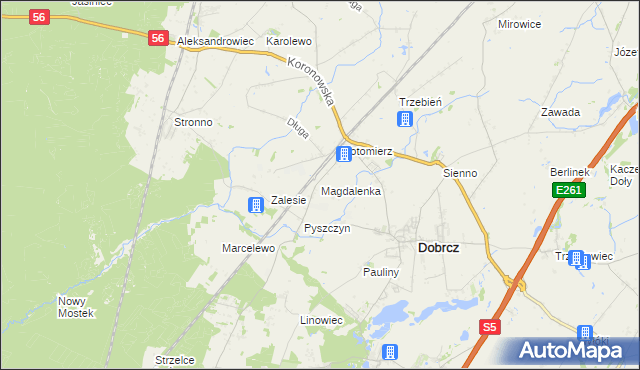 mapa Magdalenka gmina Dobrcz, Magdalenka gmina Dobrcz na mapie Targeo