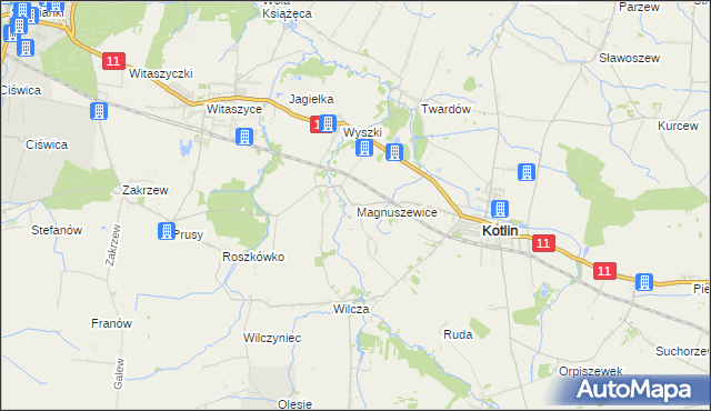 mapa Magnuszewice, Magnuszewice na mapie Targeo