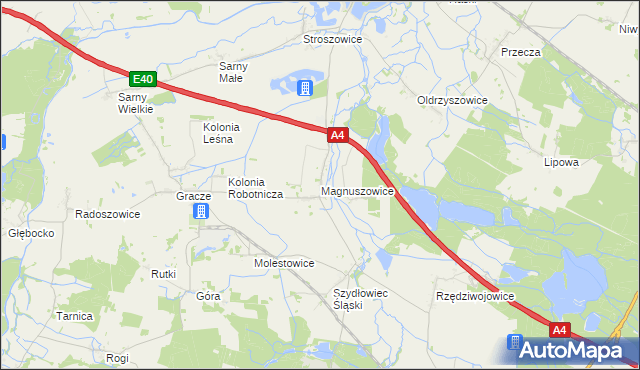 mapa Magnuszowice, Magnuszowice na mapie Targeo