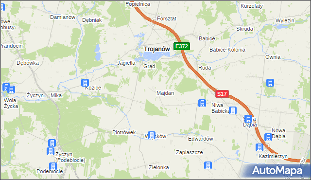mapa Majdan gmina Trojanów, Majdan gmina Trojanów na mapie Targeo
