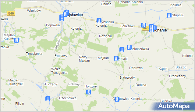 mapa Majdan gmina Wojsławice, Majdan gmina Wojsławice na mapie Targeo