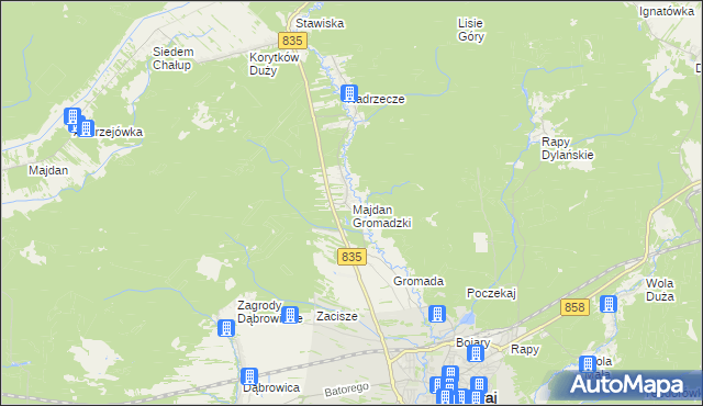 mapa Majdan Gromadzki, Majdan Gromadzki na mapie Targeo