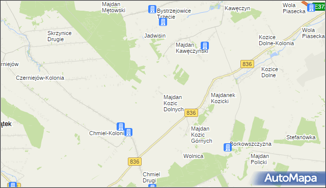 mapa Majdan Kozic Dolnych, Majdan Kozic Dolnych na mapie Targeo
