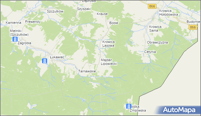 mapa Majdan Lipowiecki, Majdan Lipowiecki na mapie Targeo